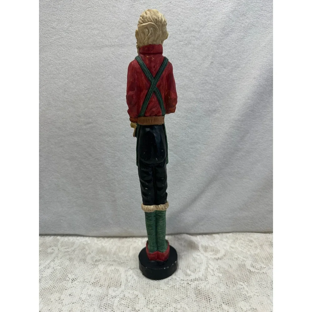 Vintage Carpenter Gnome Figurine Red Shirt Green Apron‎ Holding Tool